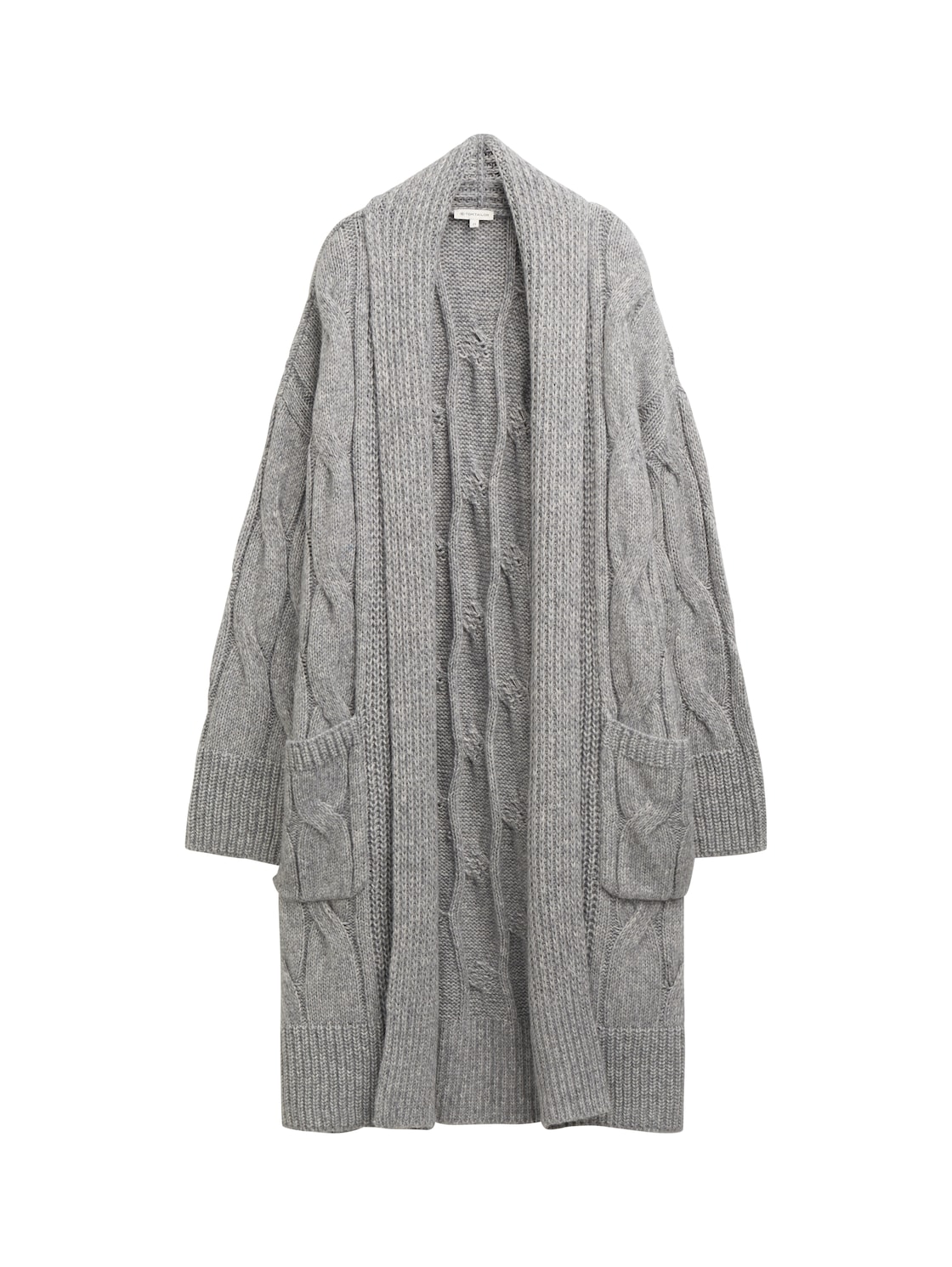 TOM TAILOR Damen Loose Fit Cardigan mit Zopfmuster, grau, Meliert, Gr. XXXL von Tom Tailor