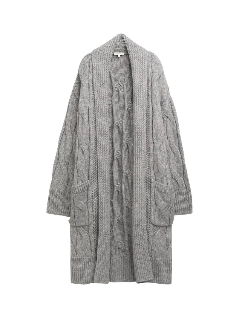 TOM TAILOR Damen Loose Fit Cardigan mit Zopfmuster, grau, Meliert, Gr. XXXL von Tom Tailor