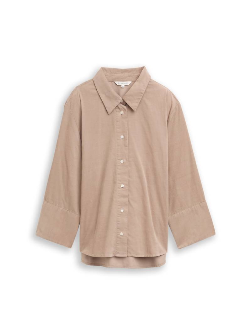 TOM TAILOR Damen Loose Fit Hemdbluse aus Cord, grau, Uni, Gr. 40 von Tom Tailor