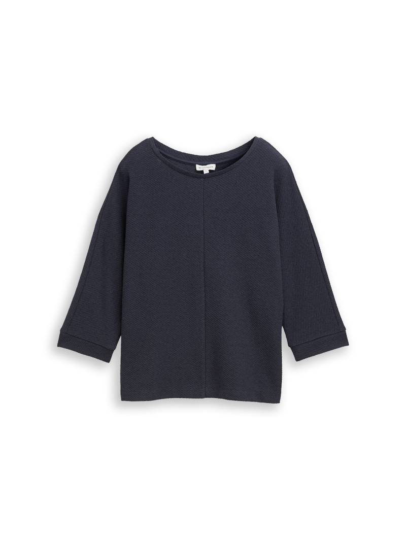 TOM TAILOR Damen Loose Fit Langarmshirt mit Fledermausärmeln, blau, Uni, Gr. XXL von Tom Tailor