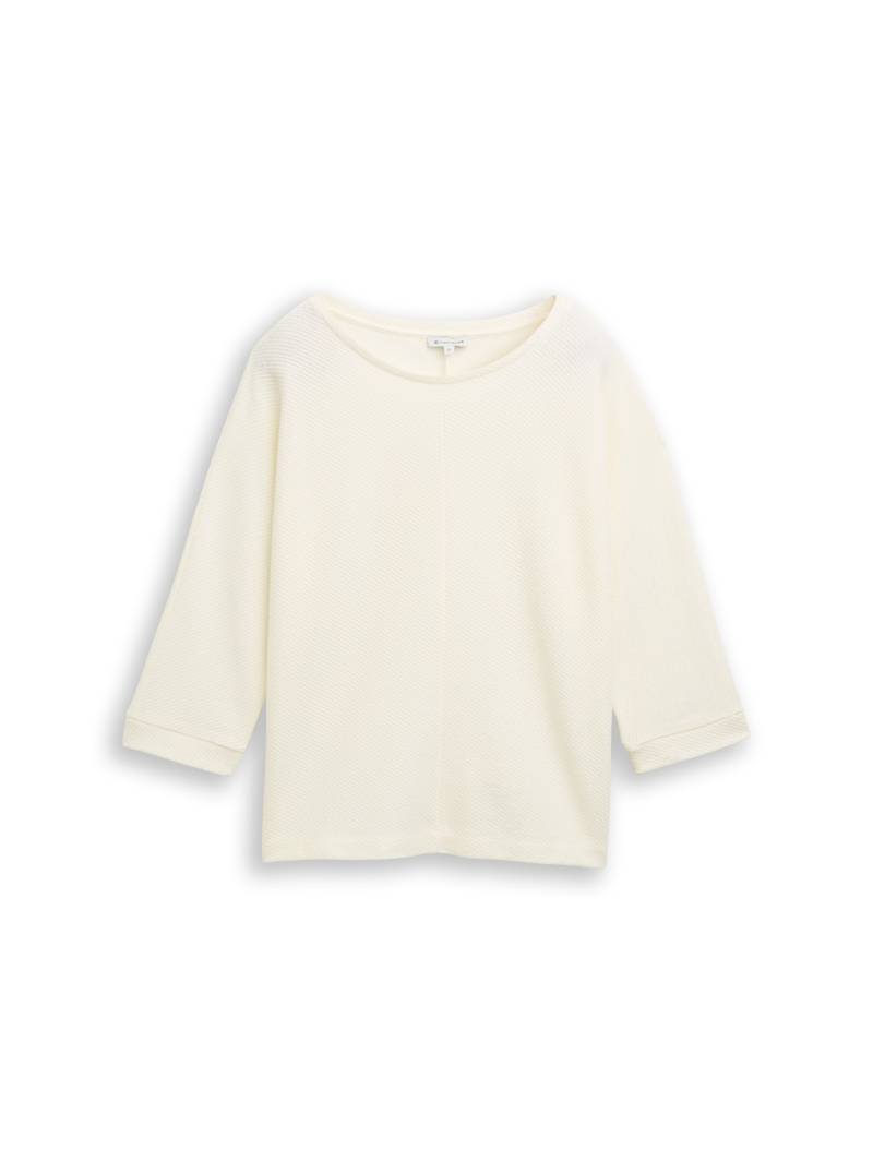 TOM TAILOR Damen Loose Fit Langarmshirt mit Fledermausärmeln, weiß, Uni, Gr. XXL von Tom Tailor