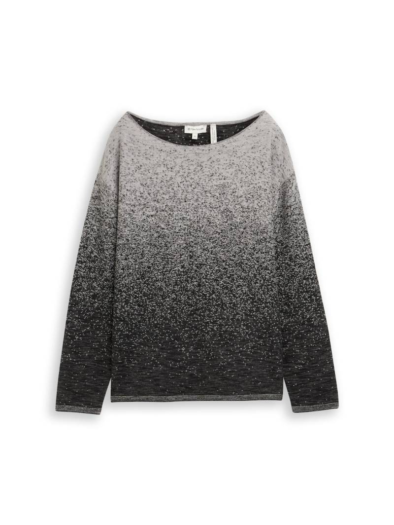 TOM TAILOR Damen Loose Fit Strickpullover mit Farbverlauf, schwarz, Farbverlauf, Gr. XS von Tom Tailor