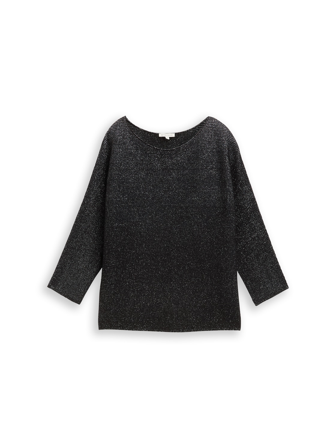 TOM TAILOR Damen Loose Fit Strickpullover mit Glitzer-Effekt, schwarz, Uni, Gr. XXXL von Tom Tailor