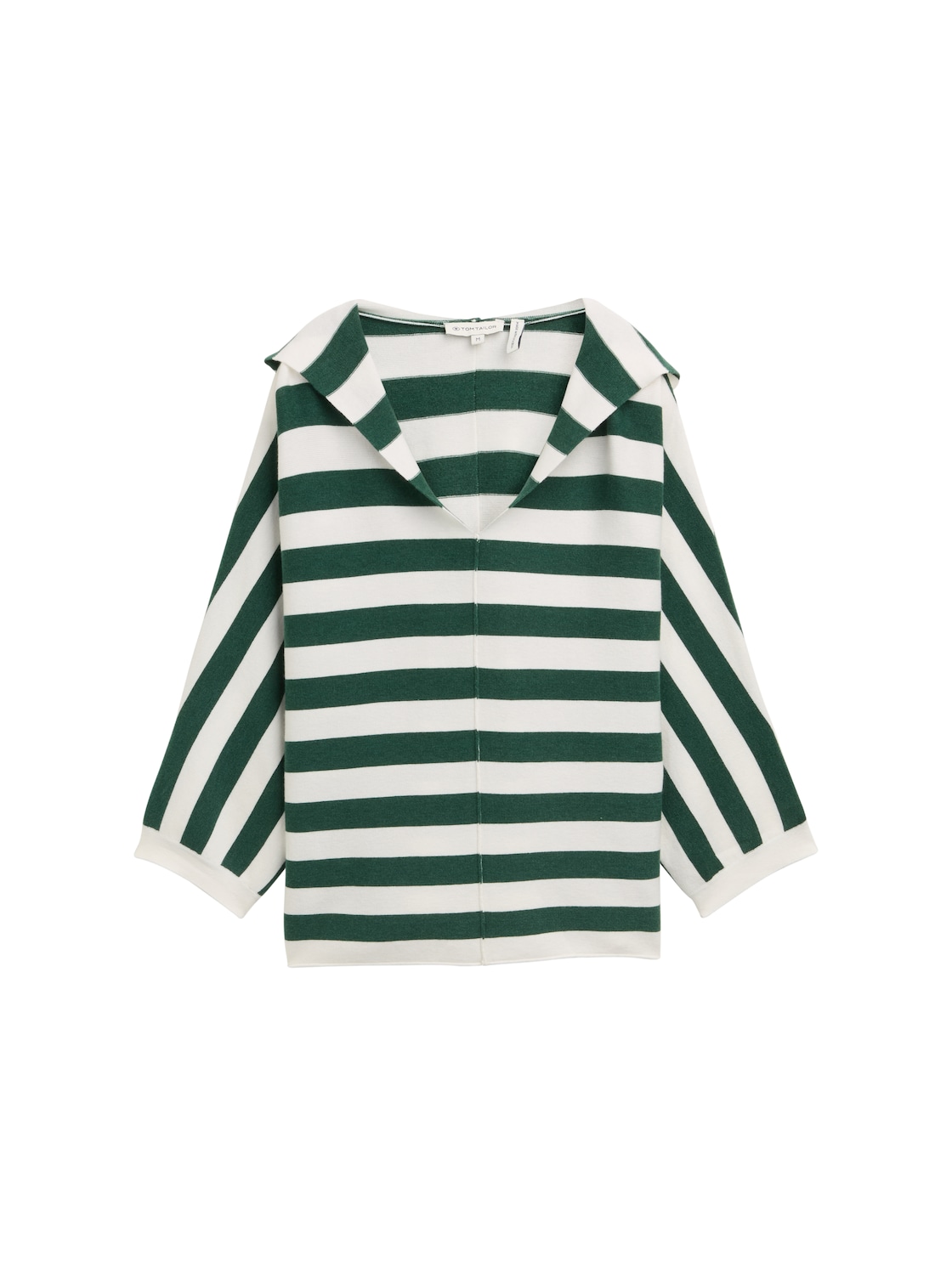 TOM TAILOR Damen Loose Fit Strickpullover mit Kapuze, grün, Gestreift, Gr. XL von Tom Tailor