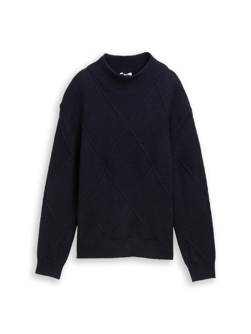 TOM TAILOR Damen Loose Fit Strickpullover mit Stehkragen, blau, Uni, Gr. S TOM TAILOR Damen Loose Fit Strickpullover mit Stehkragen, blau, Uni, Gr. S von Tom Tailor