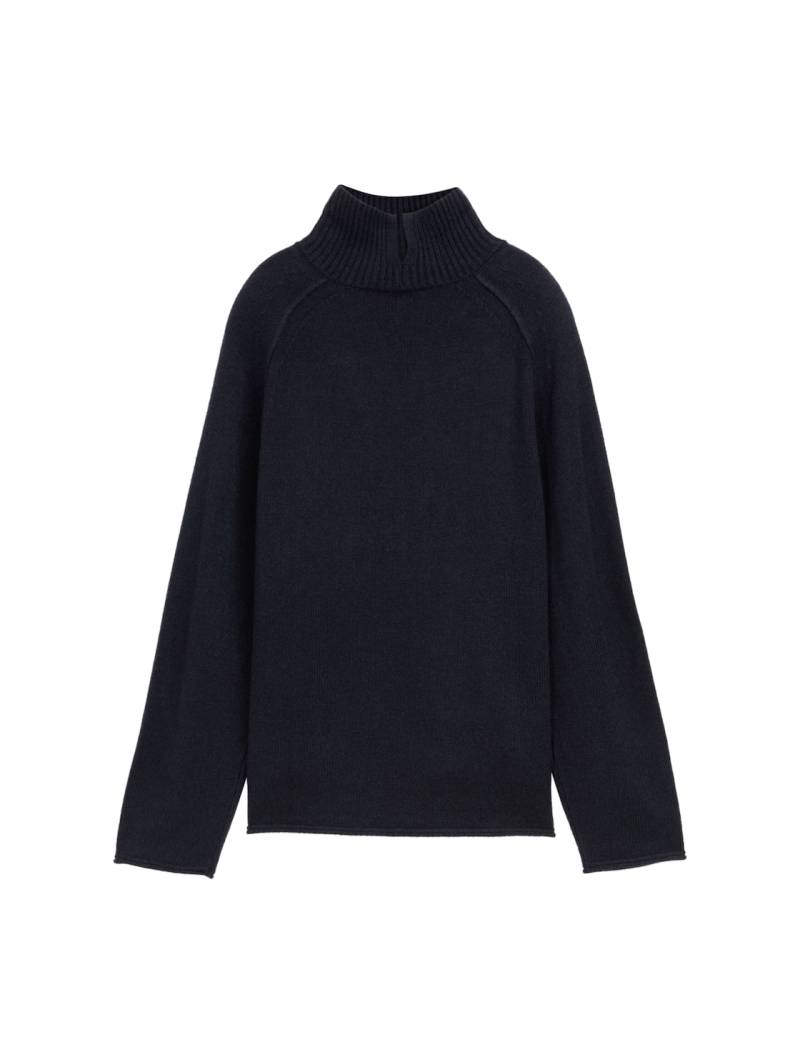 TOM TAILOR Damen Loose Fit Strickpullover mit Stehkragen, blau, Uni, Gr. XXL von Tom Tailor