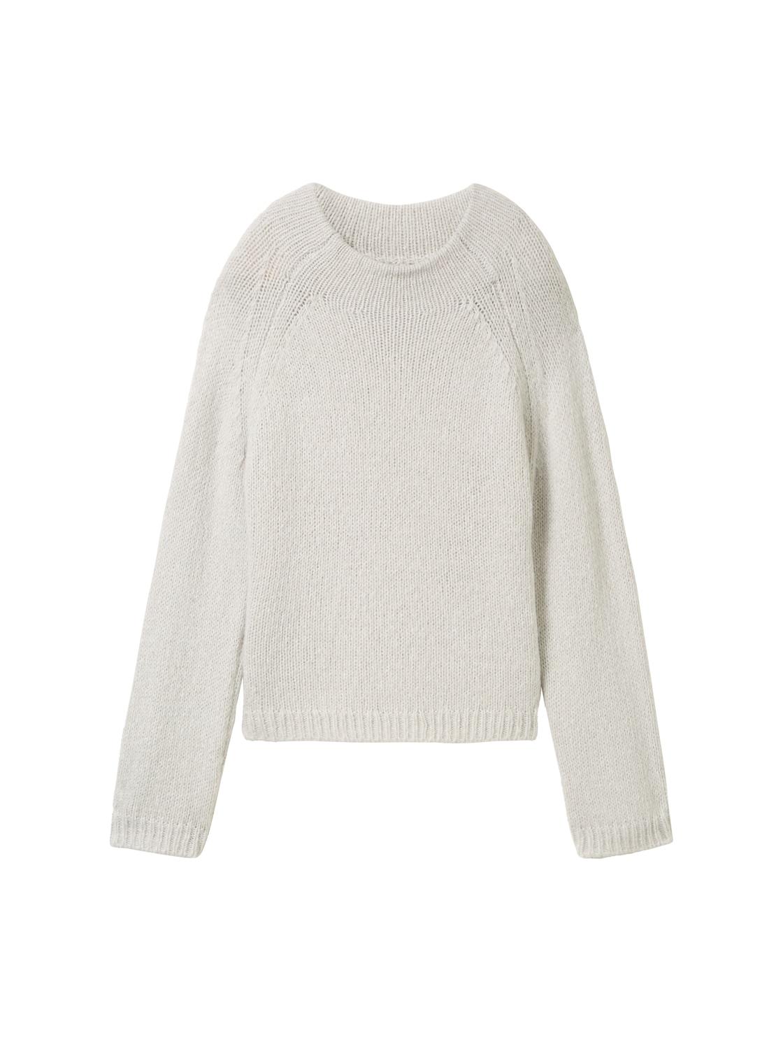 TOM TAILOR Damen Loose Fit Strickpullover mit Wollanteil, grau, Meliert, Gr. L von Tom Tailor