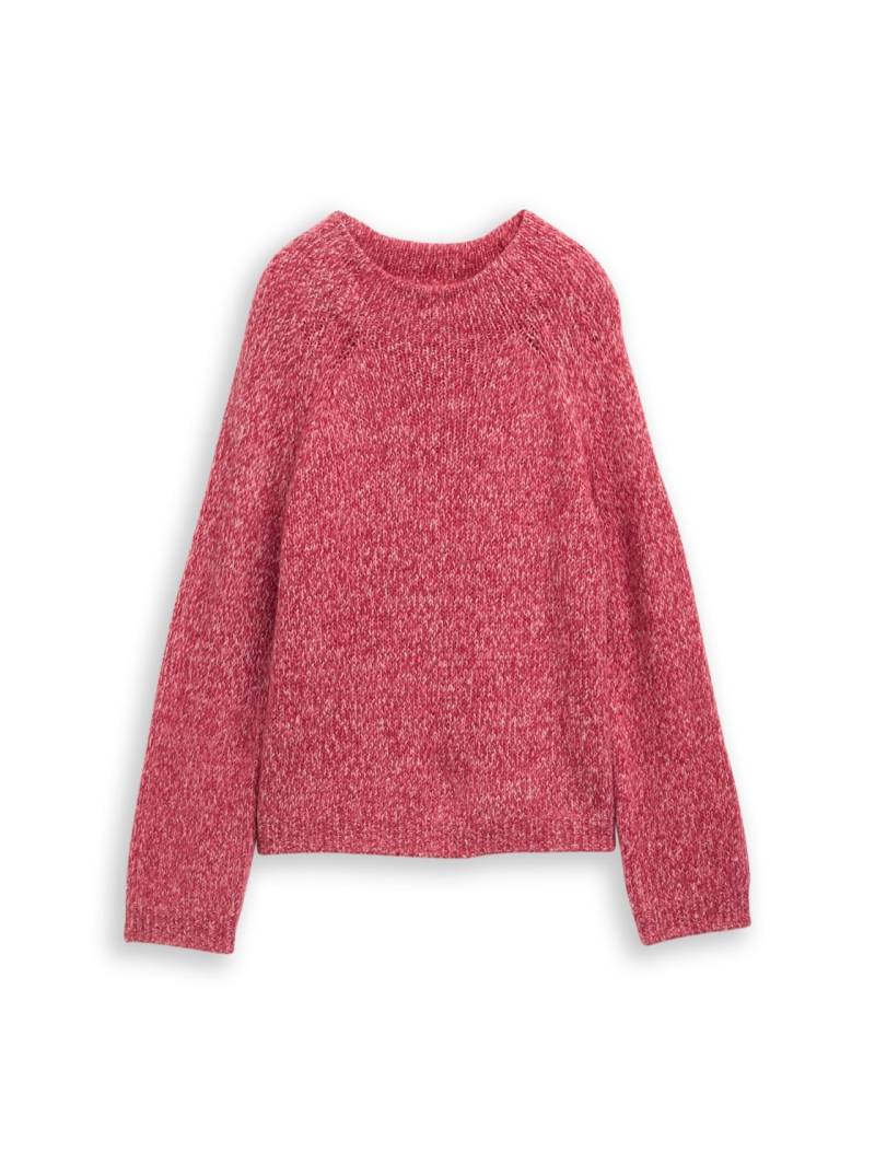 TOM TAILOR Damen Loose Fit Strickpullover mit Wollanteil, rosa, Meliert, Gr. L von Tom Tailor