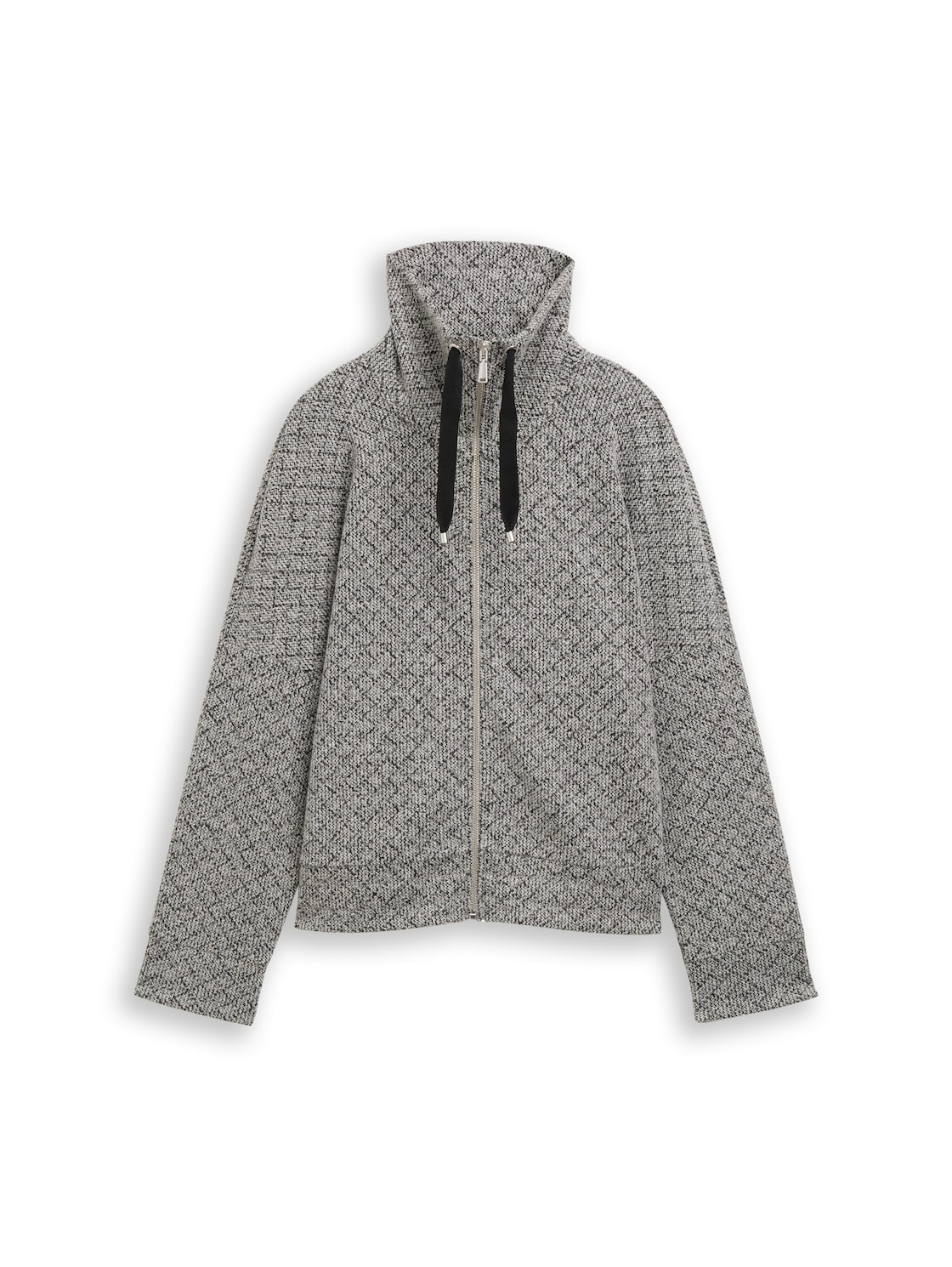 TOM TAILOR Damen Loose Fit Sweatjacke mit Stehkragen, beige, Meliert, Gr. L von Tom Tailor