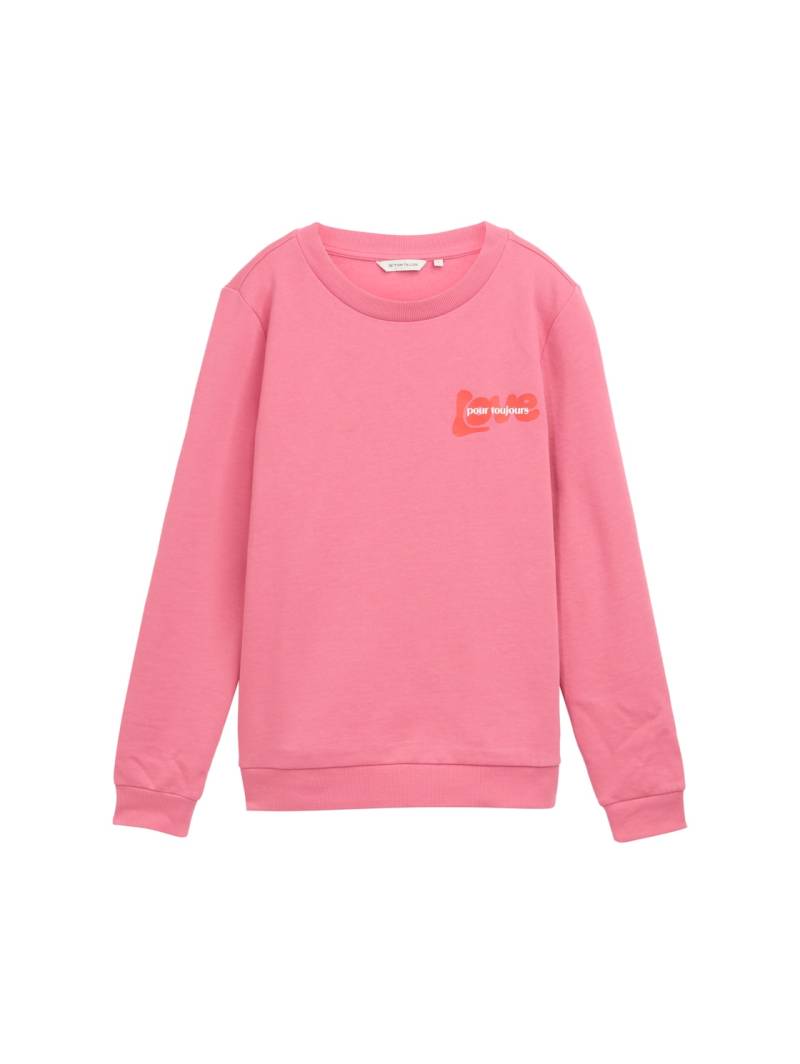 TOM TAILOR Damen Loose Fit Sweatshirt mit Print, rosa, Uni, Gr. XXL von Tom Tailor