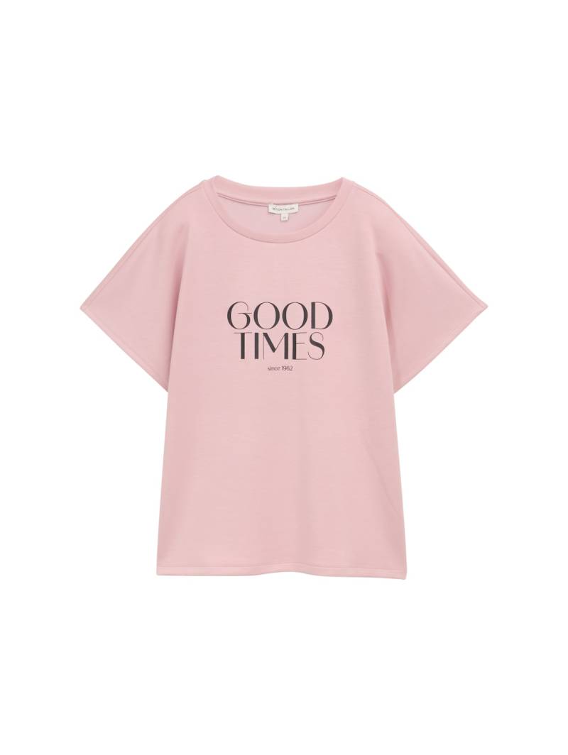 TOM TAILOR Damen Loose Fit T-Shirt mit Print, rosa, Uni, Gr. XS von Tom Tailor