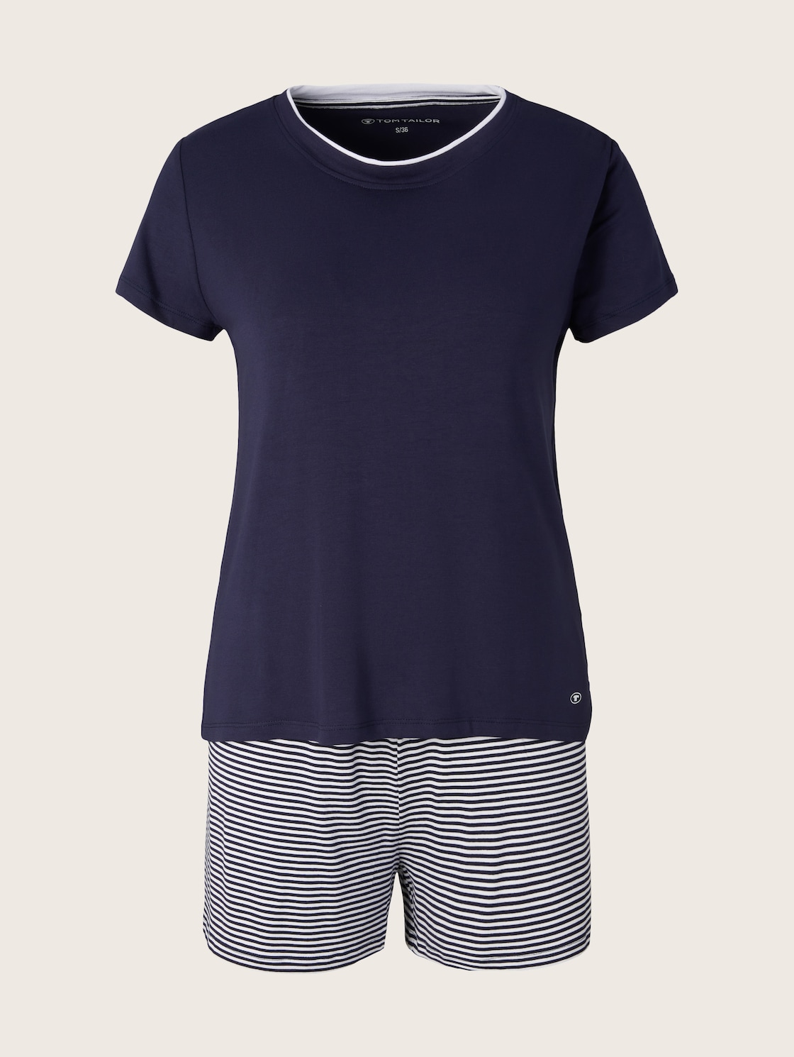 TOM TAILOR Damen Maritimes Pyjama-Set mit Shorts, blau, Streifenmuster, Gr. 38 von Tom Tailor