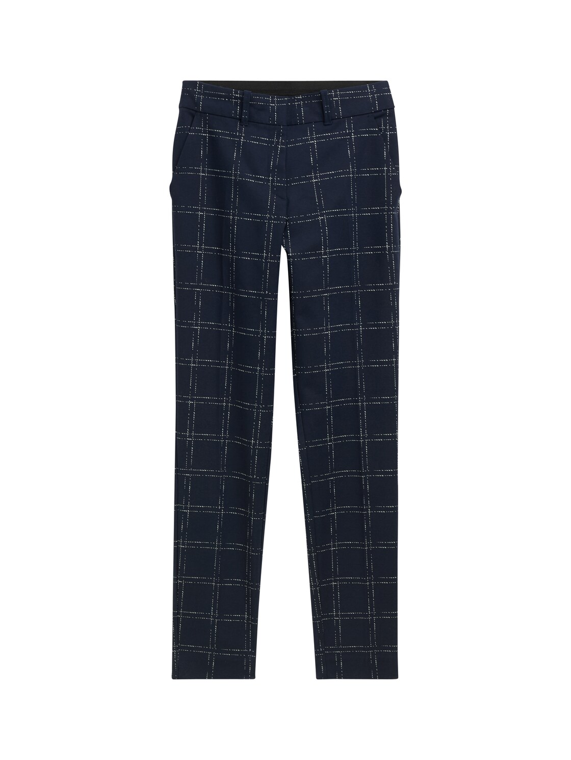 TOM TAILOR Damen TTMIA Slim Hose, blau, Kariert, Gr. 42/30 von Tom Tailor