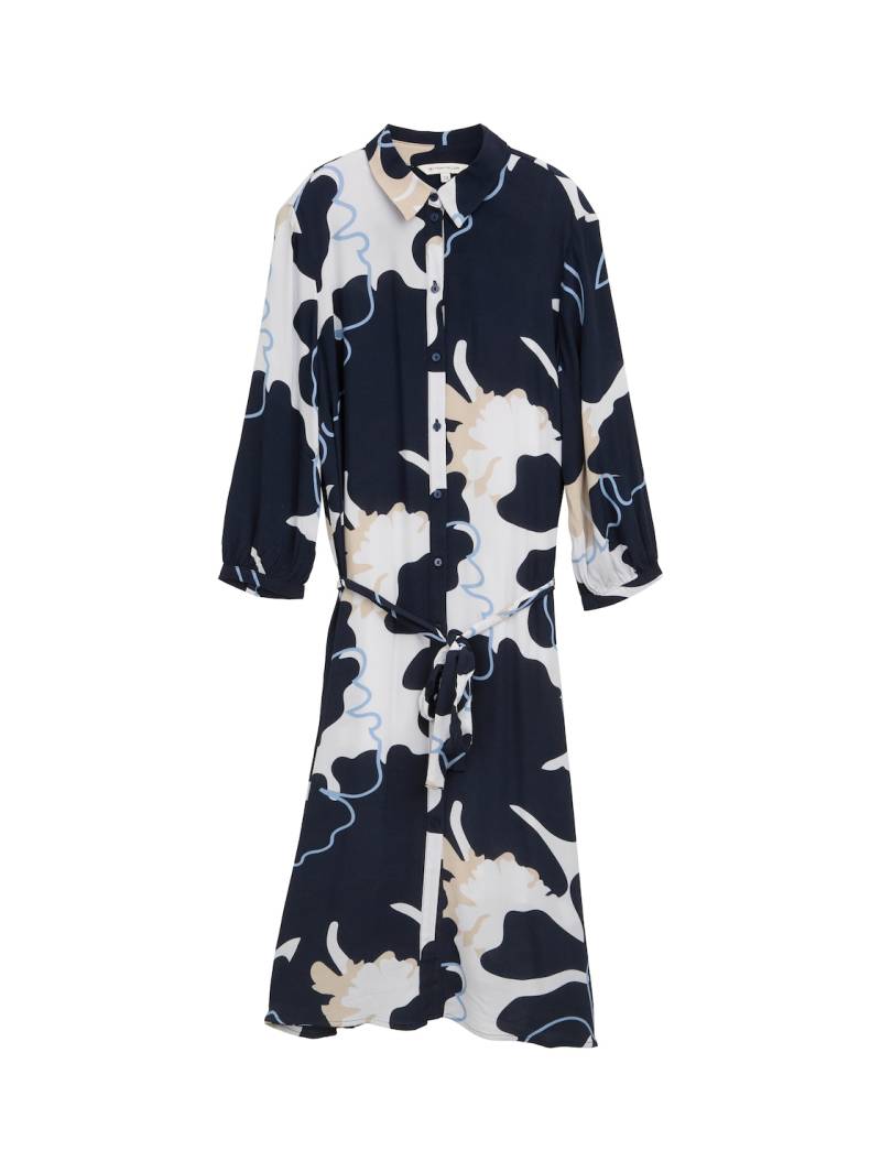 TOM TAILOR Damen Midi-Blusenkleid mit Gürtel, blau, Geblümt, Gr. 34 von Tom Tailor