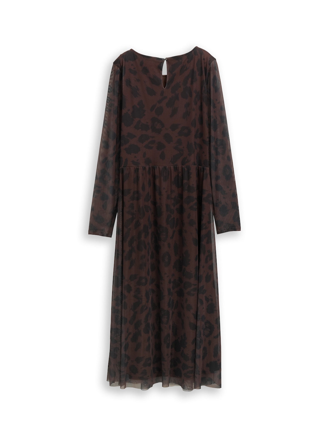 TOM TAILOR Damen Midi-Meshkleid mit Muster, braun, Animalprint, Gr. 42 von Tom Tailor