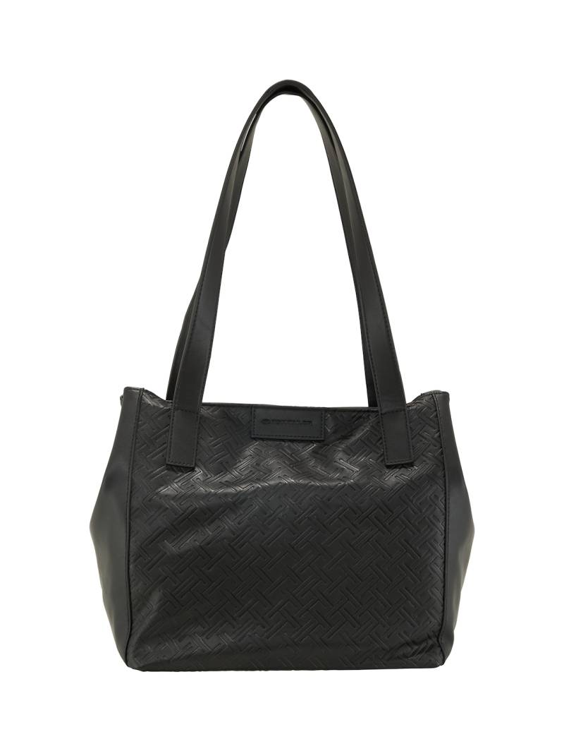 TOM TAILOR Damen TTMIRENDA L Shopper mit Logo-Prägung, schwarz, Uni, Gr. ONESIZE von Tom Tailor