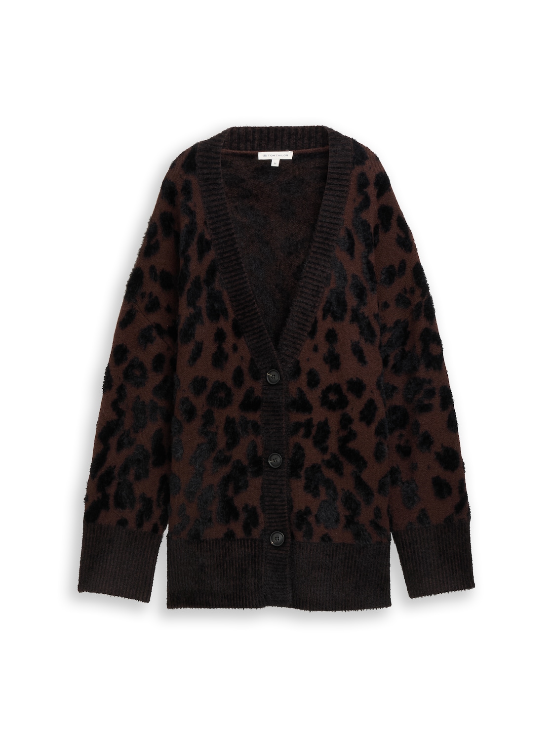 TOM TAILOR Damen Oversize Cardigan mit Leo-Muster, braun, Animalprint, Gr. XXL von Tom Tailor