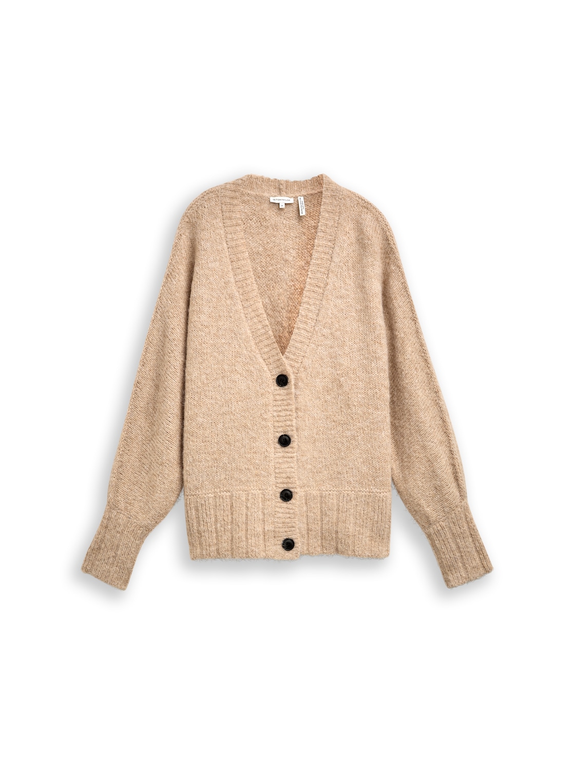 TOM TAILOR Damen Oversize Cardigan mit Wollanteil, beige, Meliert, Gr. XXXL von Tom Tailor