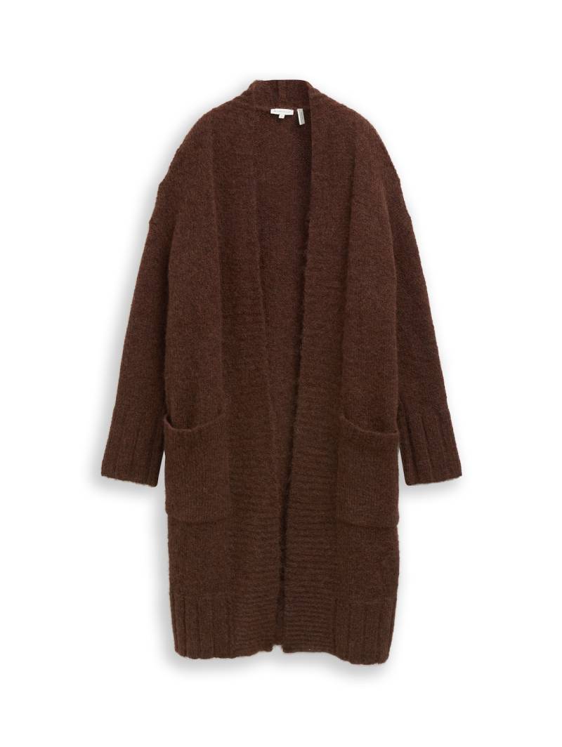 TOM TAILOR Damen Oversize Cardigan mit Wollanteil, braun, Meliert, Gr. XXXL von Tom Tailor