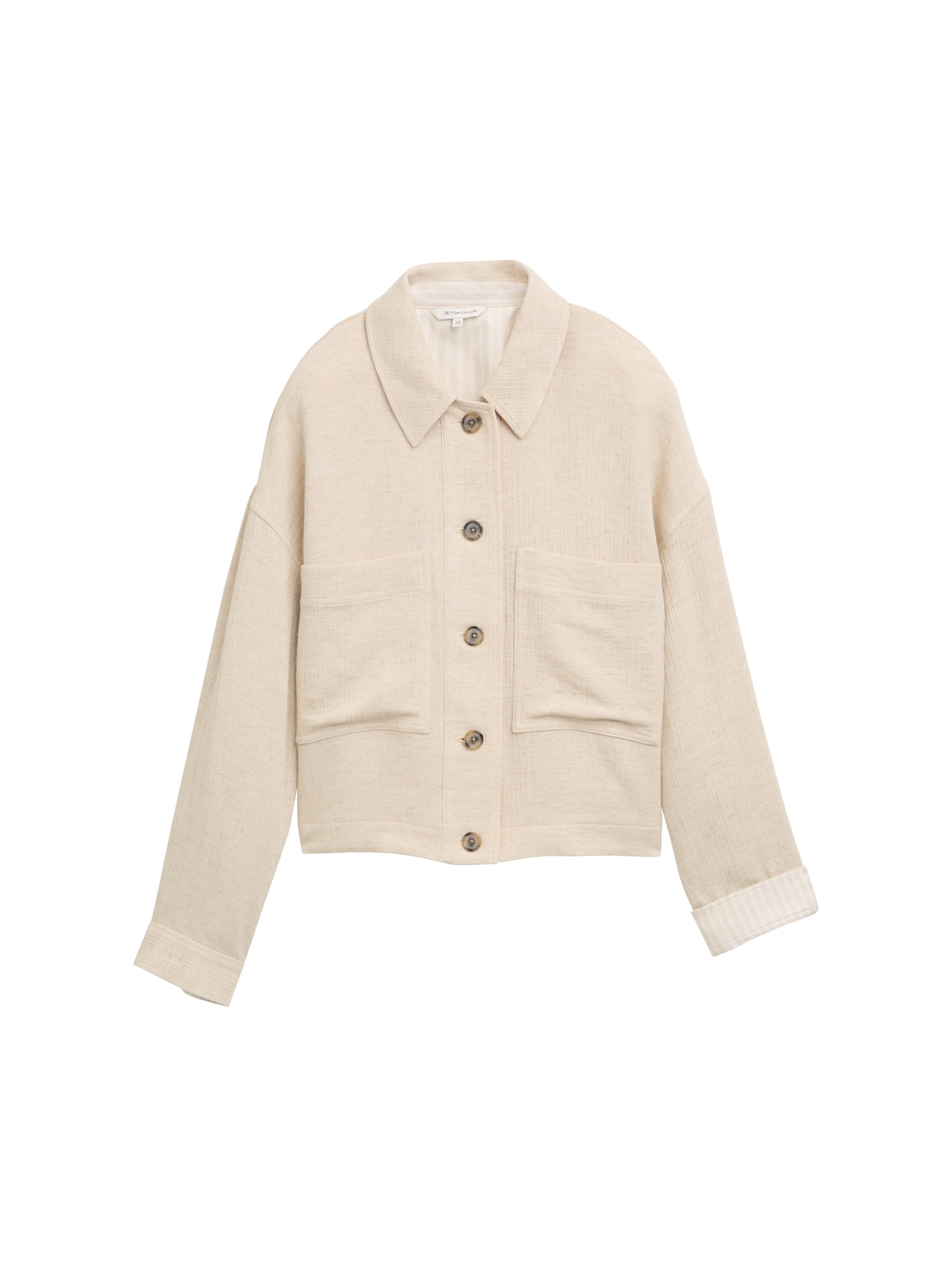 TOM TAILOR Damen Oversize Jacke mit Leinenanteil, beige, Uni, Gr. 38 von Tom Tailor