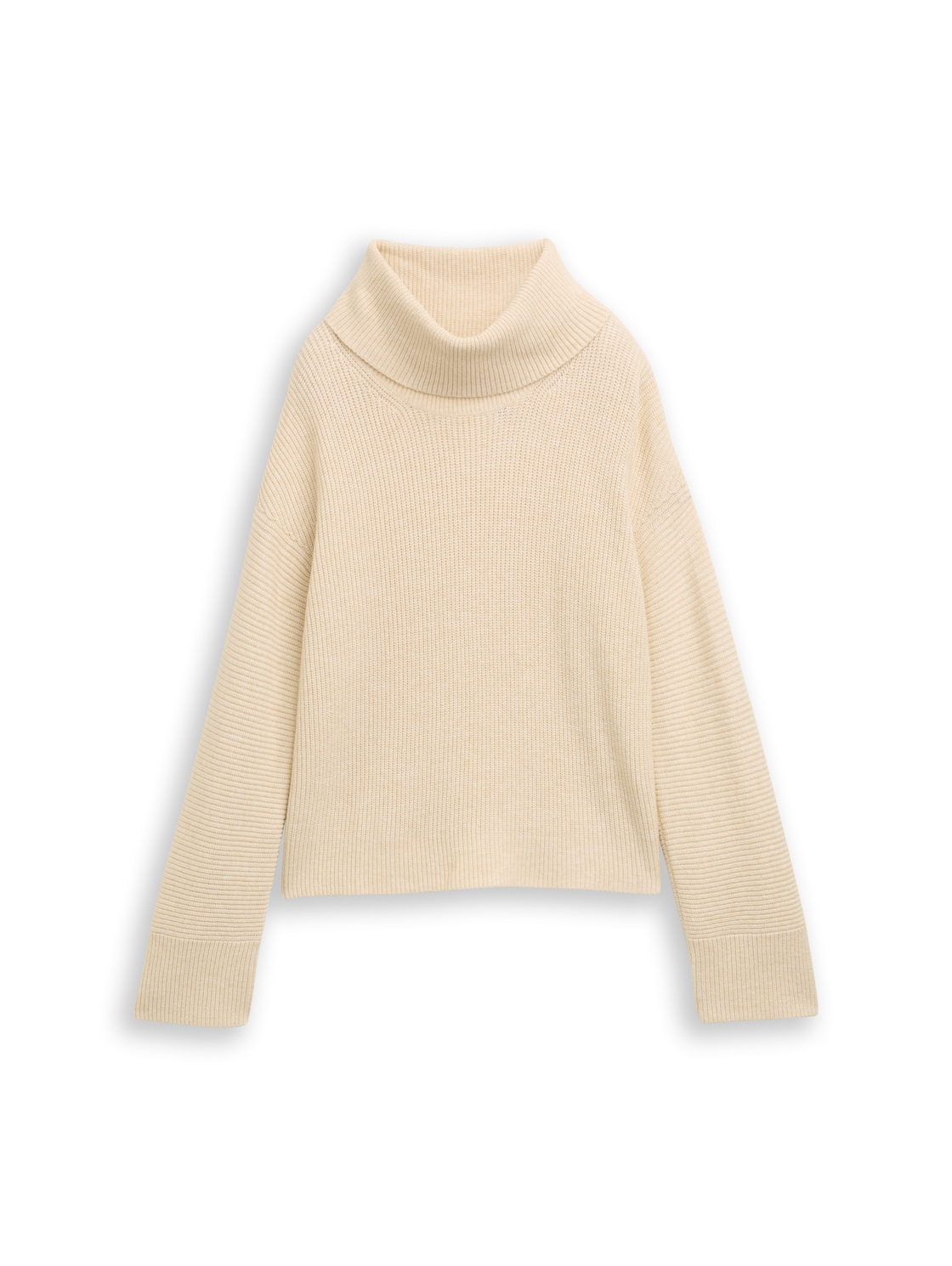 TOM TAILOR Damen Oversize Rollkragenpullover, beige, Meliert, Gr. XXXL von Tom Tailor