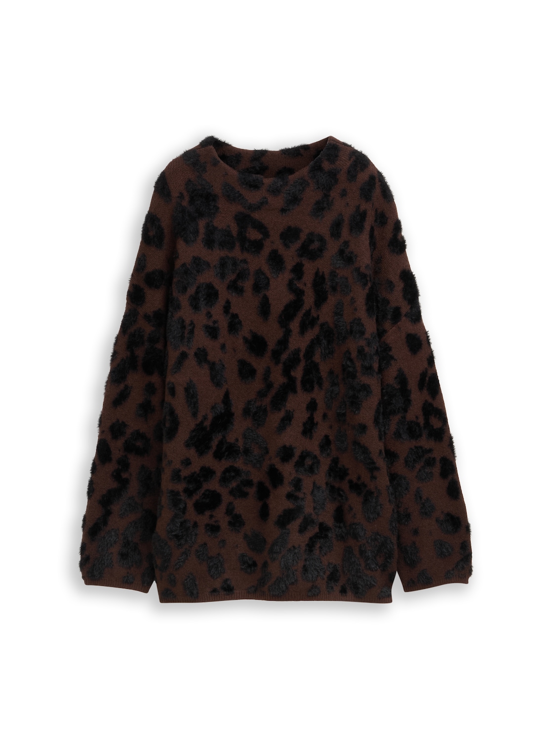 TOM TAILOR Damen Oversize Strickpullover mit Leo-Muster, braun, Animalprint, Gr. S von Tom Tailor