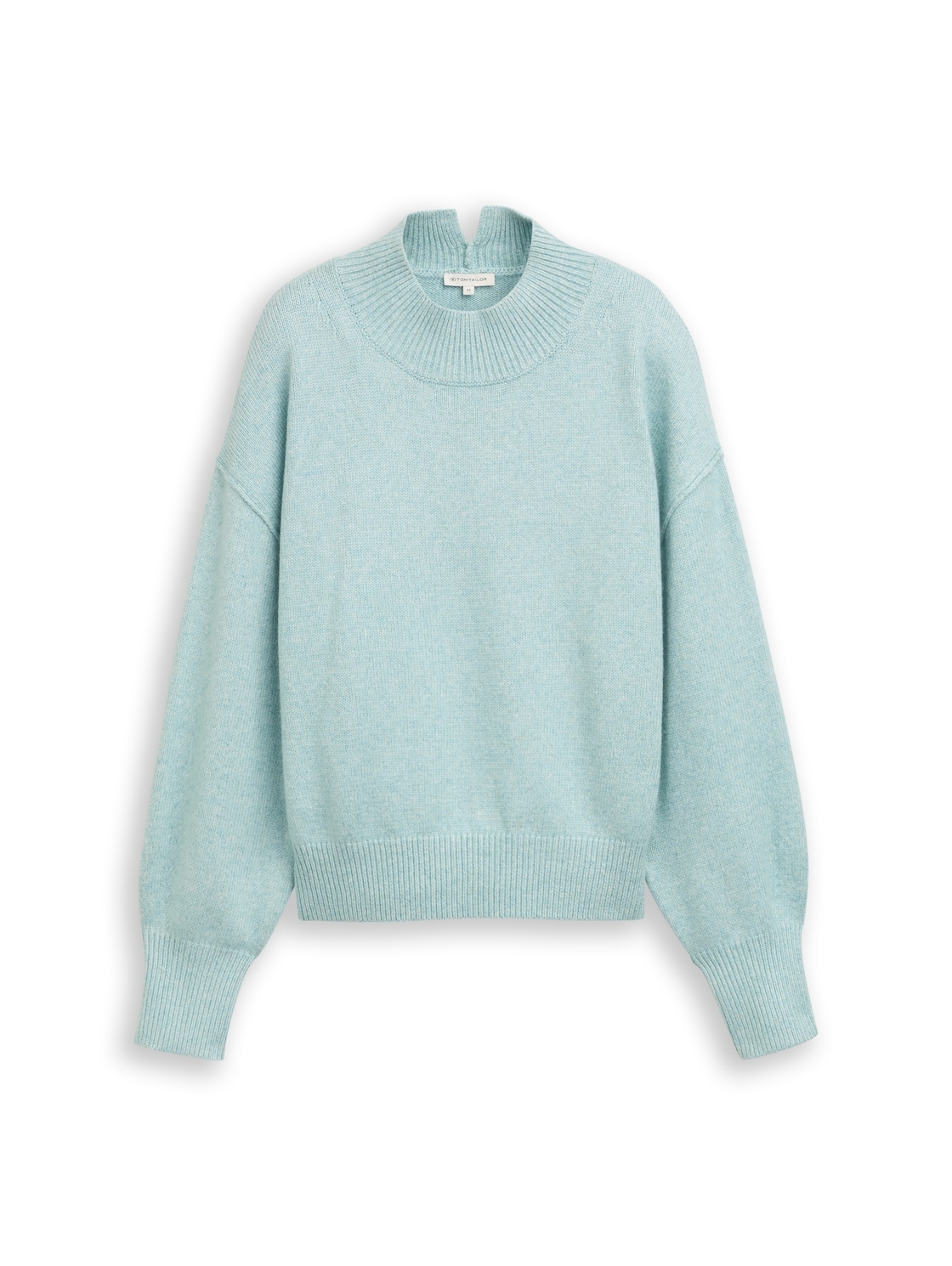 TOM TAILOR Damen Oversize Strickpullover mit Stehkragen, blau, Meliert, Gr. XS von Tom Tailor