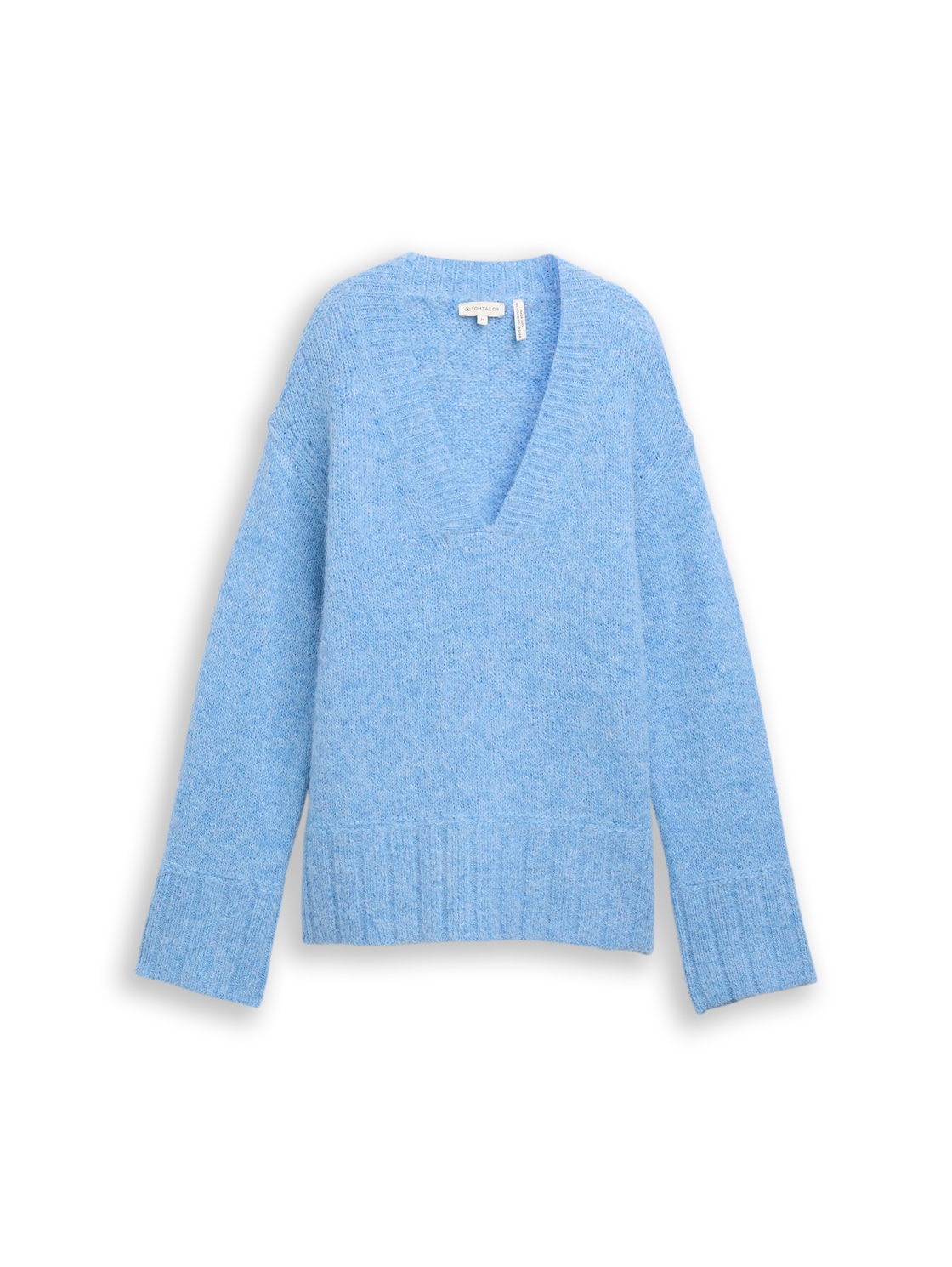 TOM TAILOR Damen Oversize Strickpullover mit Wollanteil, blau, Meliert, Gr. XS von Tom Tailor