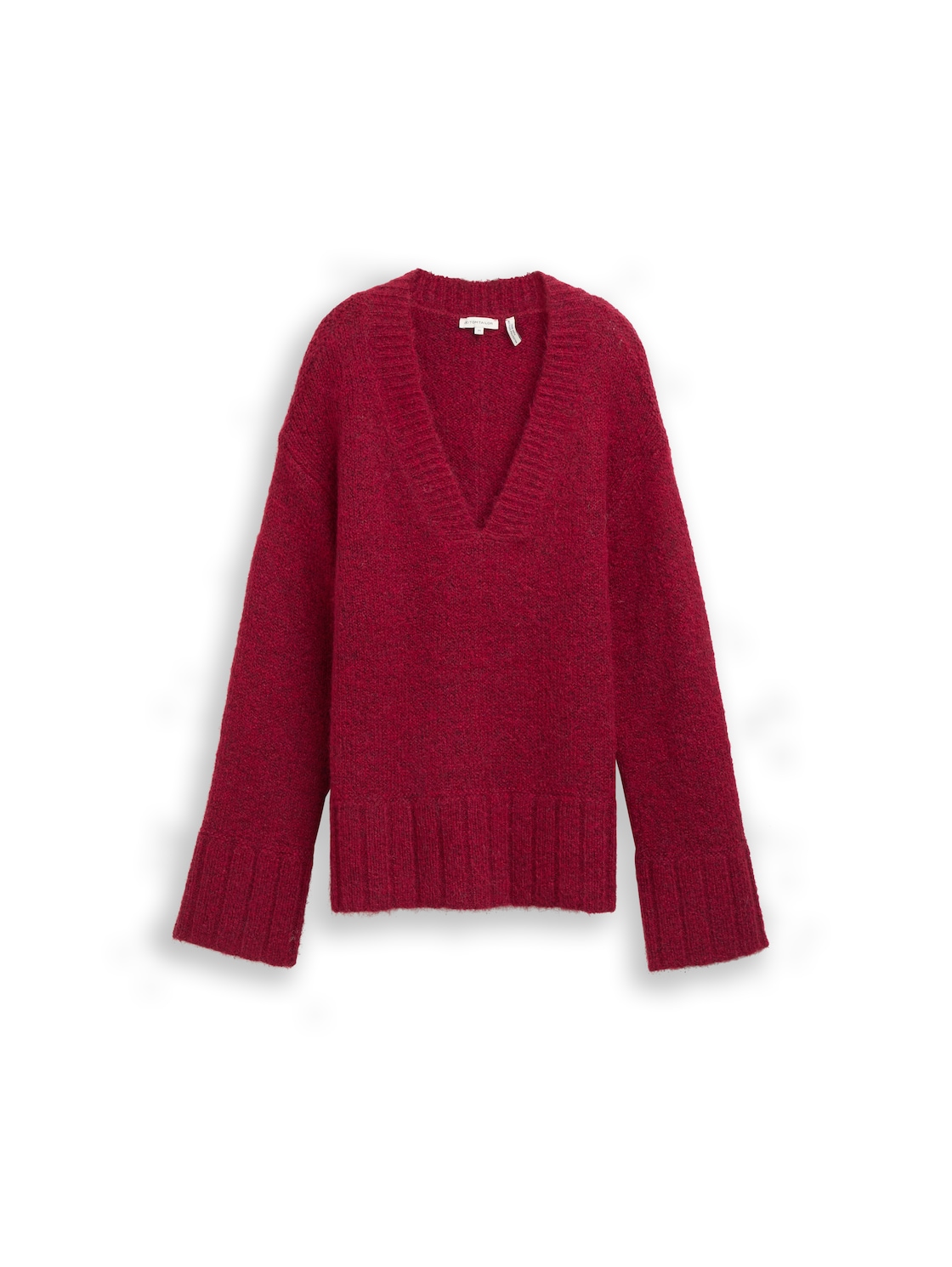 TOM TAILOR Damen Oversize Strickpullover mit Wollanteil, rot, Meliert, Gr. S von Tom Tailor