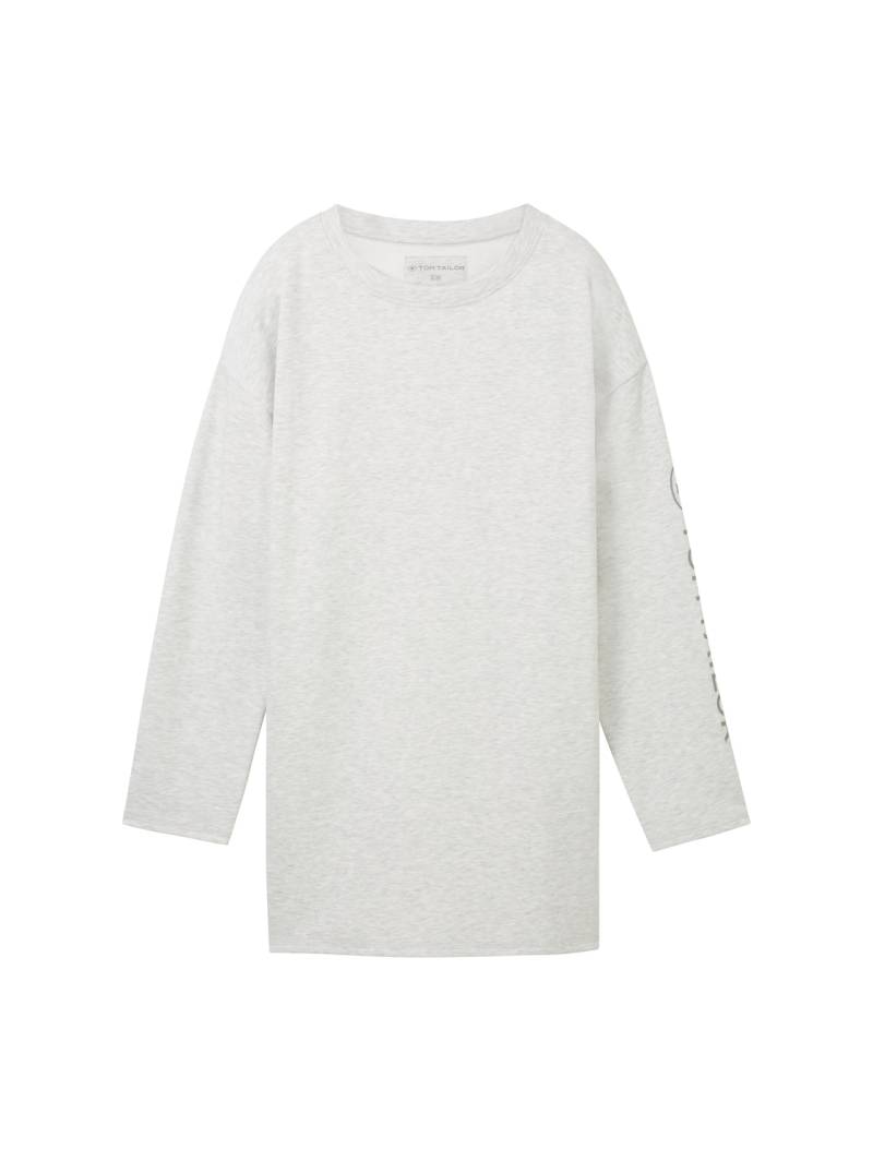 TOM TAILOR Damen Loungewear oversized Langarmshirt mit Logo-Print, grau, Meliert, Gr. M/38 von Tom Tailor