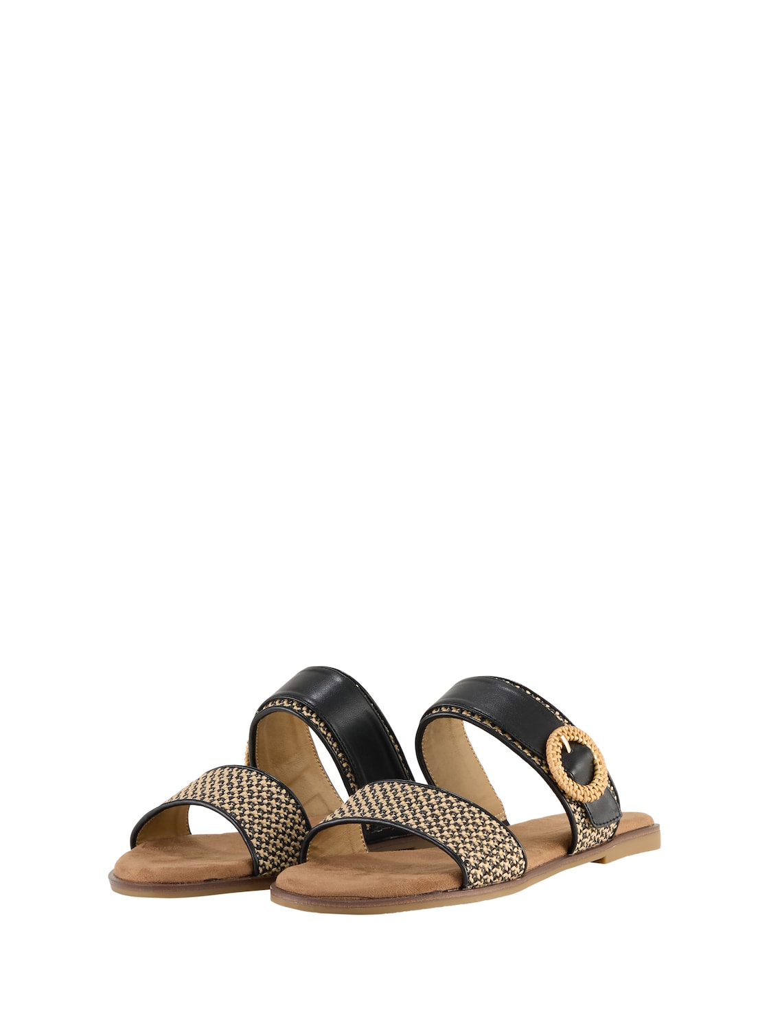 TOM TAILOR Damen Flache Sandalen mit Flechtmuster, schwarz, Gemustert, Gr. 36 von Tom Tailor