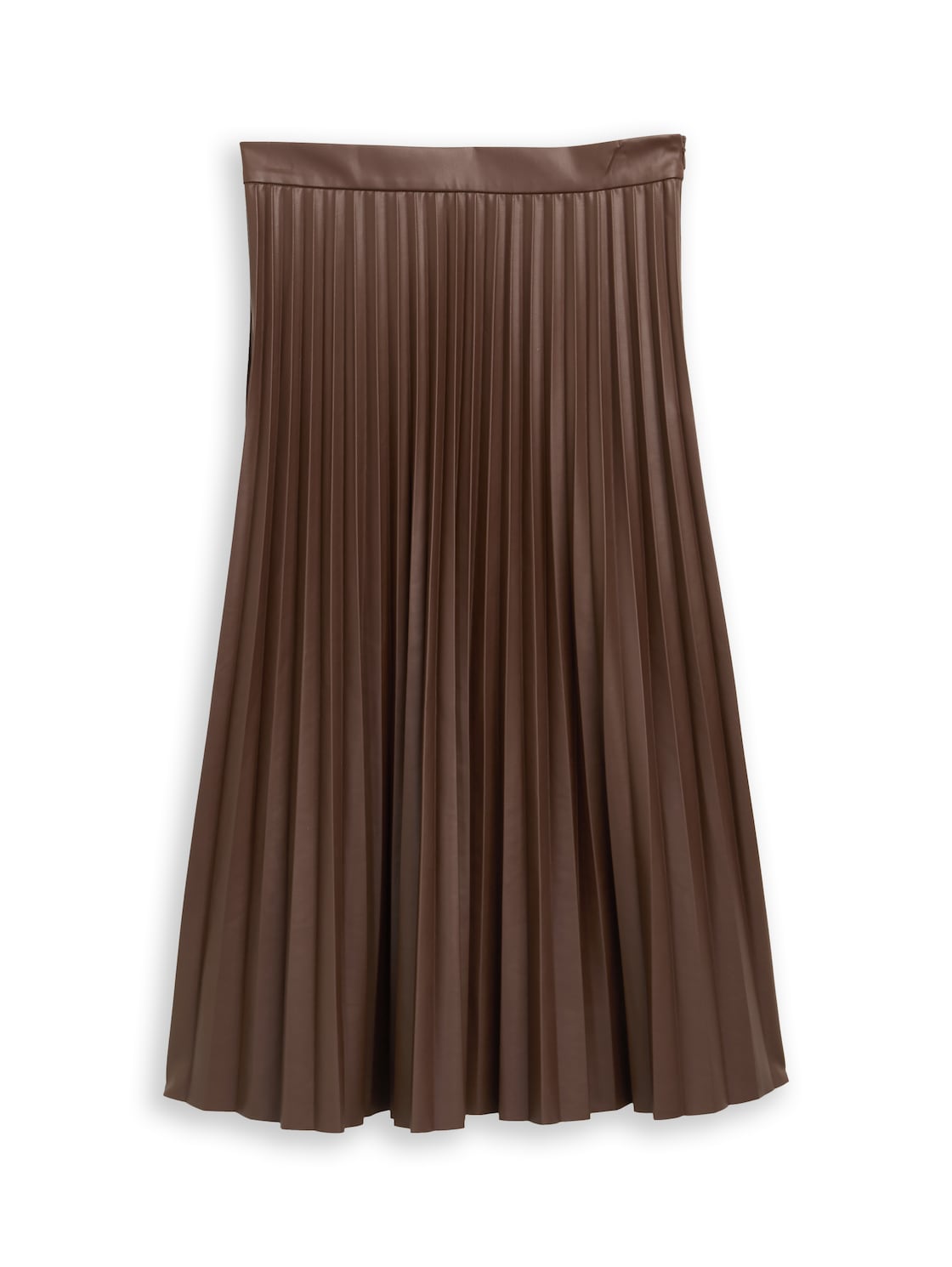TOM TAILOR Damen Plissee Midi-Rock in Lederoptik, braun, Uni, Gr. 36 von Tom Tailor