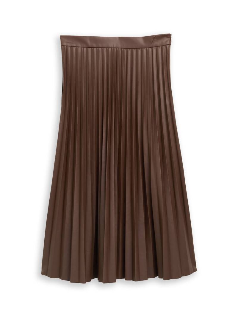 TOM TAILOR Damen Plissee Midi-Rock in Lederoptik, braun, Uni, Gr. 36 von Tom Tailor