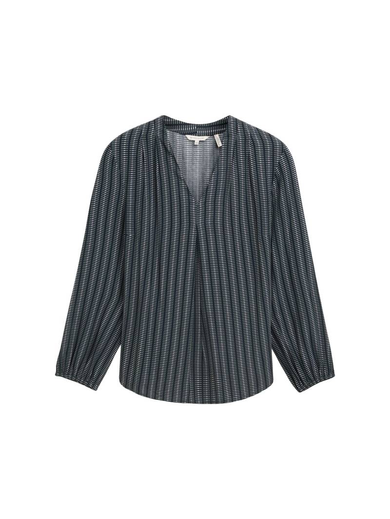 TOM TAILOR Damen Plus Size - Bluse mit LENZING™ ECOVERO™, blau, Gemustert, Gr. 52 von Tom Tailor