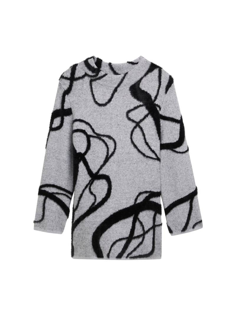 TOM TAILOR Damen Plus Size - Loose Fit Strickpullover mit Muster, grau, Gemustert, Gr. 48 von Tom Tailor