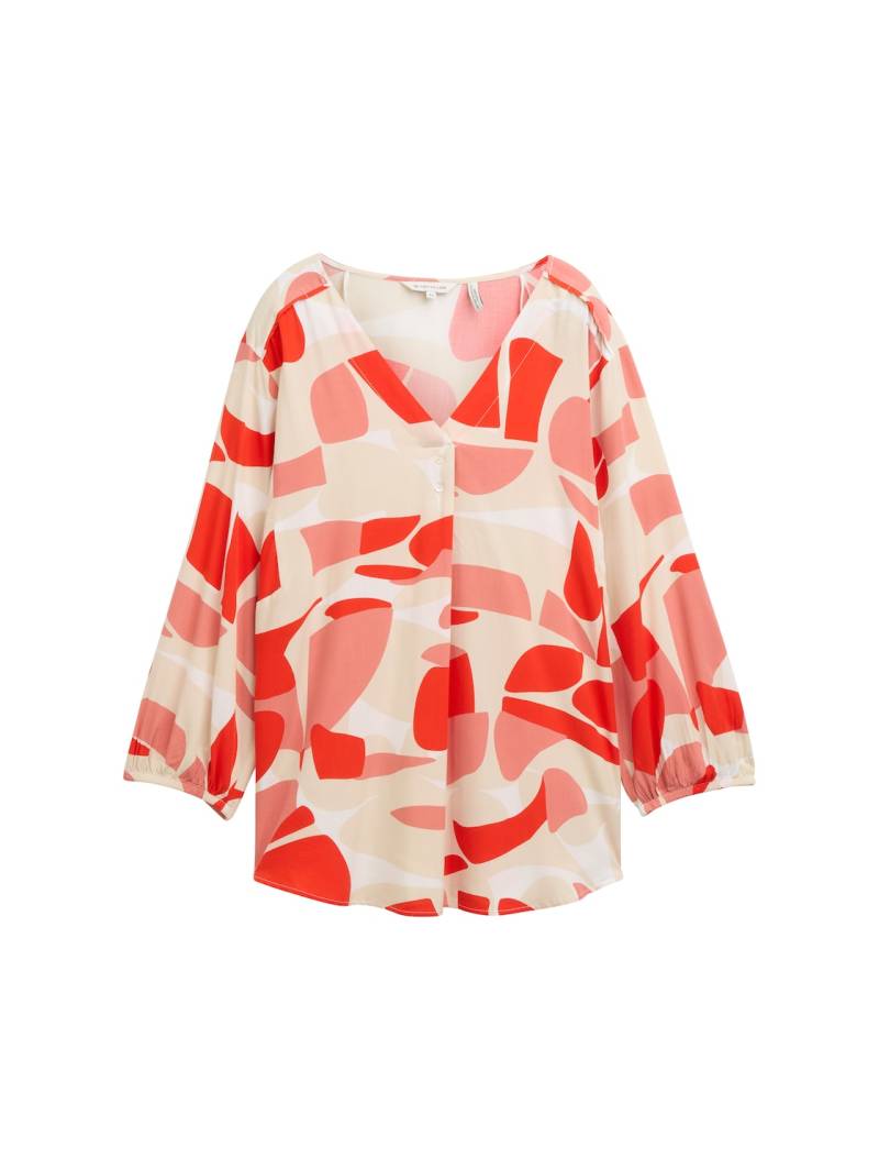 TOM TAILOR Damen Plus Size - Bluse mit Muster, rot, Gemustert, Gr. 46 von Tom Tailor