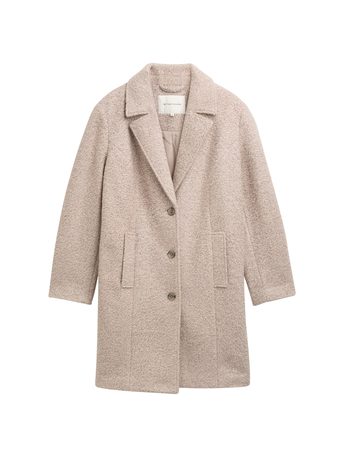 TOM TAILOR Damen Plus Size - Bouclé Mantel mit Reverskragen, beige, Meliert, Gr. 54 von Tom Tailor