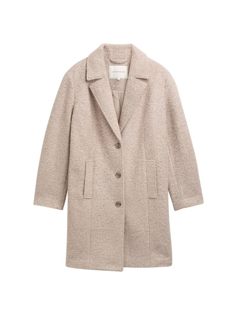 TOM TAILOR Damen Plus Size - Bouclé Mantel mit Reverskragen, beige, Meliert, Gr. 54 von Tom Tailor