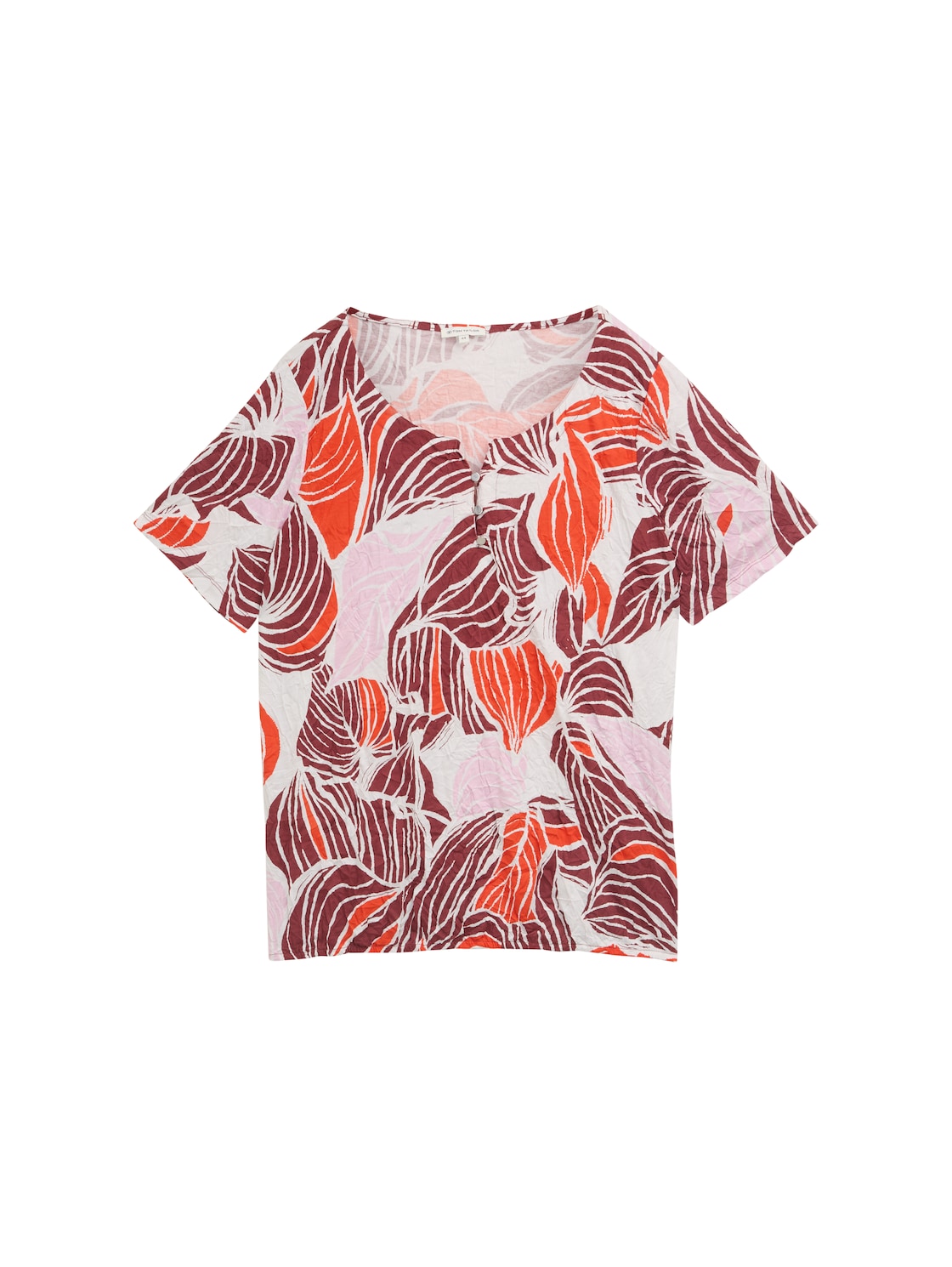 TOM TAILOR Damen Plus Size - Crinkle T-Shirt mit Muster, rot, Gemustert, Gr. 48 von Tom Tailor