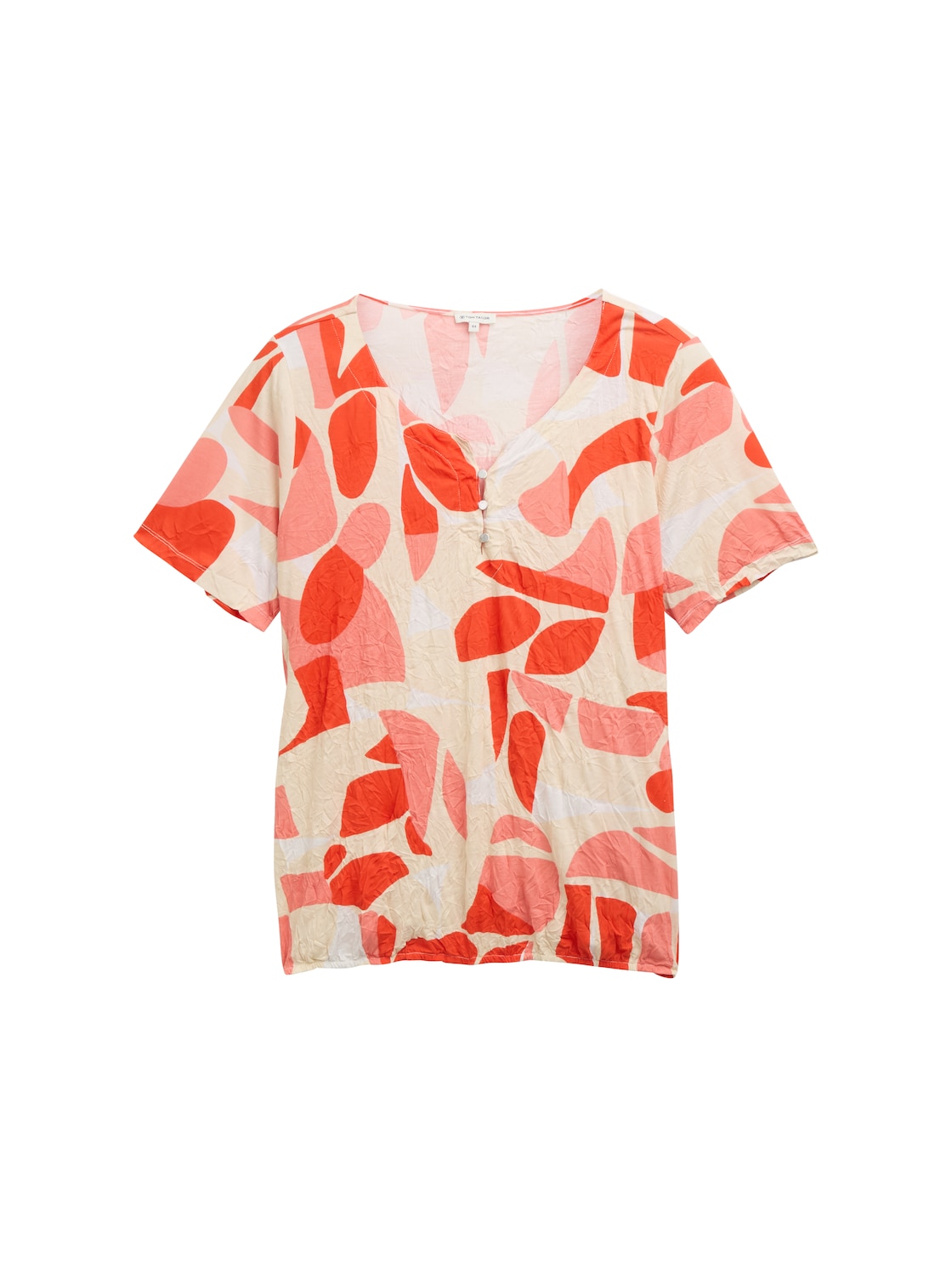 TOM TAILOR Damen Plus Size - Crinkle T-Shirt mit Muster, rot, Gemustert, Gr. 54 von Tom Tailor