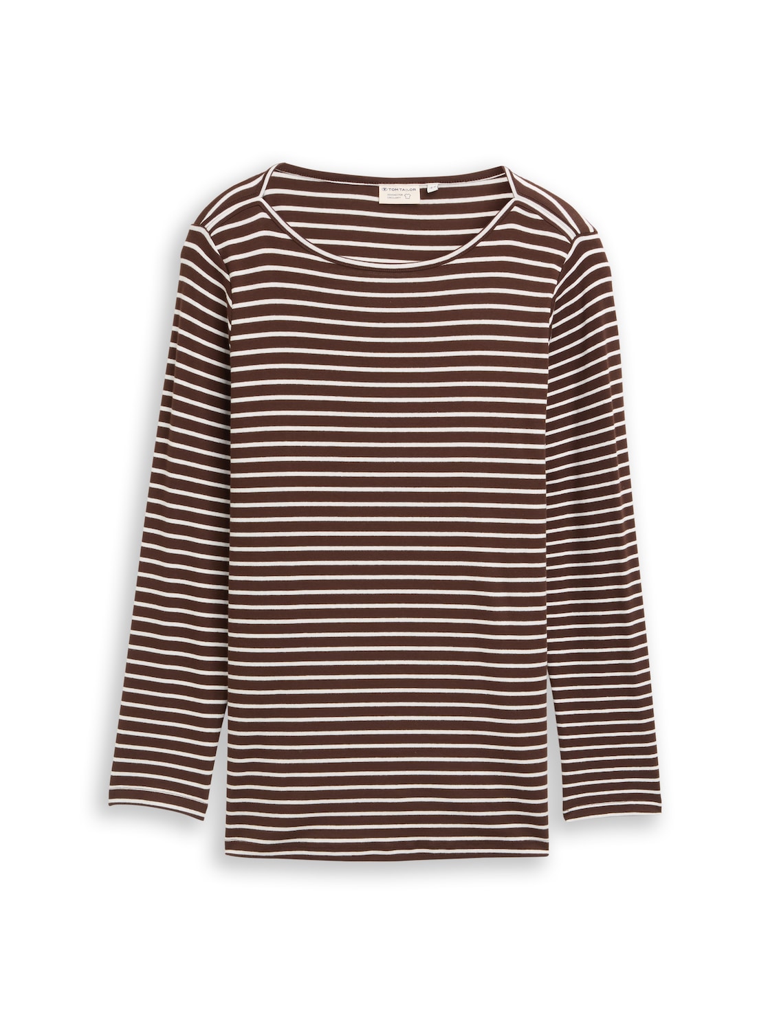 TOM TAILOR Damen Plus Size - Langarmshirt mit Streifenmuster, braun, Gestreift, Gr. 44 von Tom Tailor