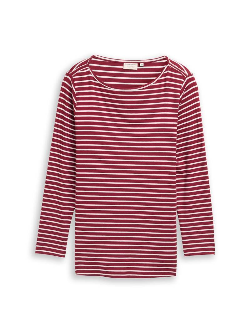 TOM TAILOR Damen Plus Size - Langarmshirt mit Streifenmuster, rot, Gestreift, Gr. 46 von Tom Tailor