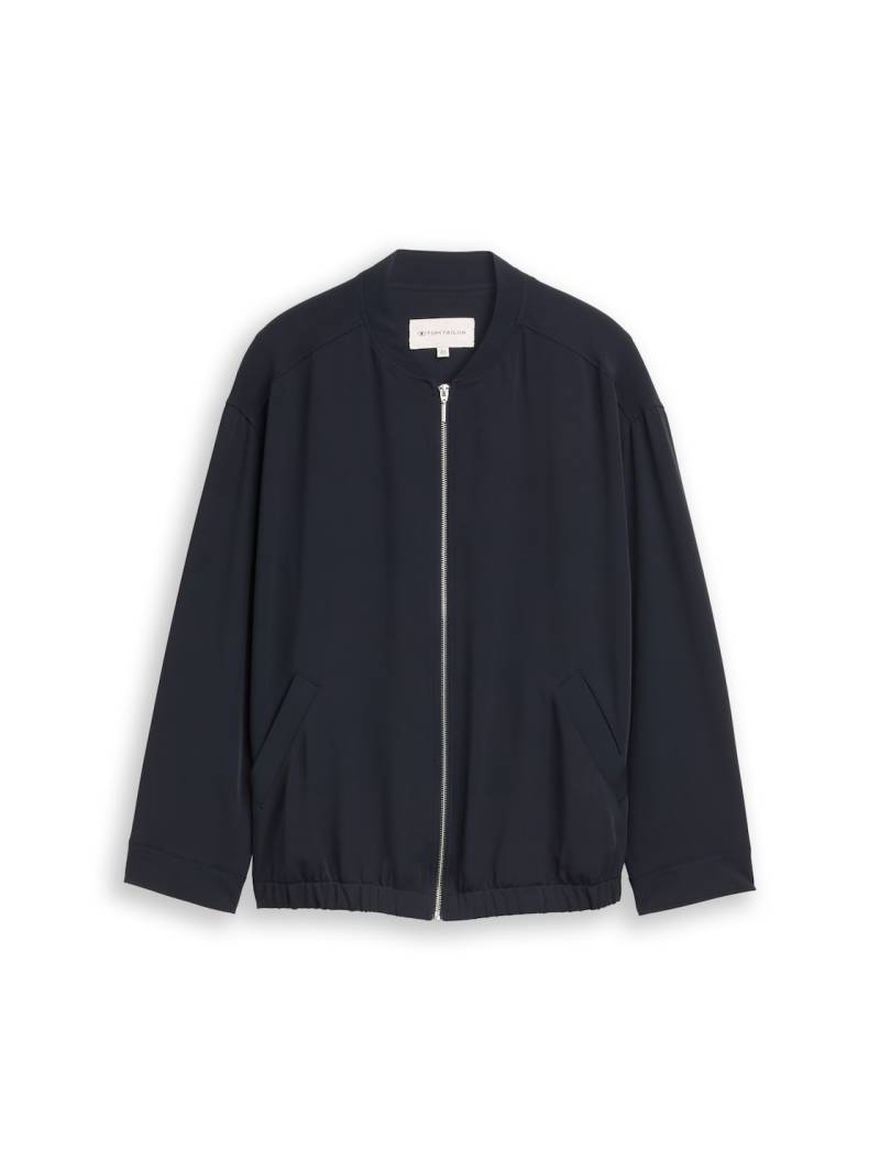 TOM TAILOR Damen Plus Size - Loose Fit Blouson Jacke, blau, Uni, Gr. 46 von Tom Tailor