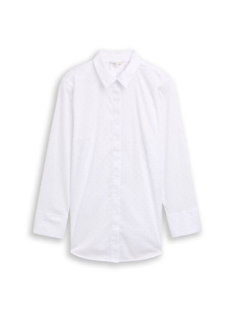 TOM TAILOR Damen Plus Size - Loose Fit Bluse mit Strasssteinen, weiß, Uni, Gr. 50 von Tom Tailor