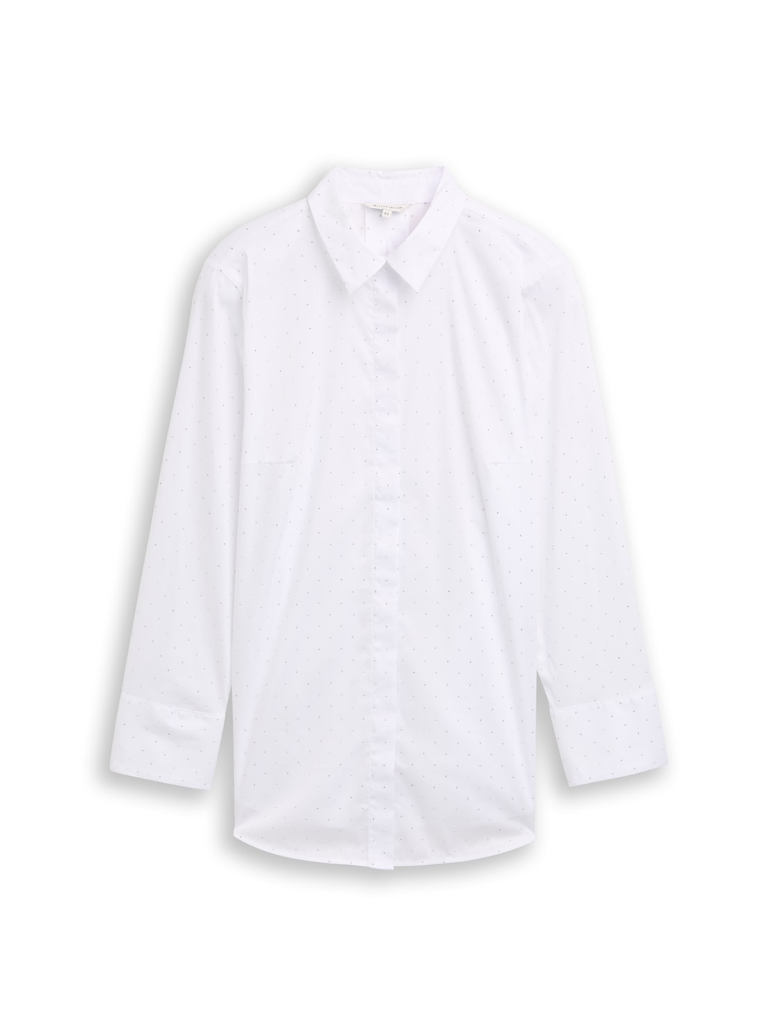 TOM TAILOR Damen Plus Size - Loose Fit Bluse mit Strasssteinen, weiß, Uni, Gr. 54 von Tom Tailor