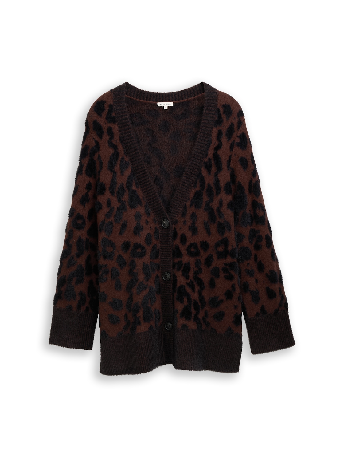 TOM TAILOR Damen Plus Size - Loose Fit Cardigan mit Leo-Muster, braun, Animalprint, Gr. 52 von Tom Tailor