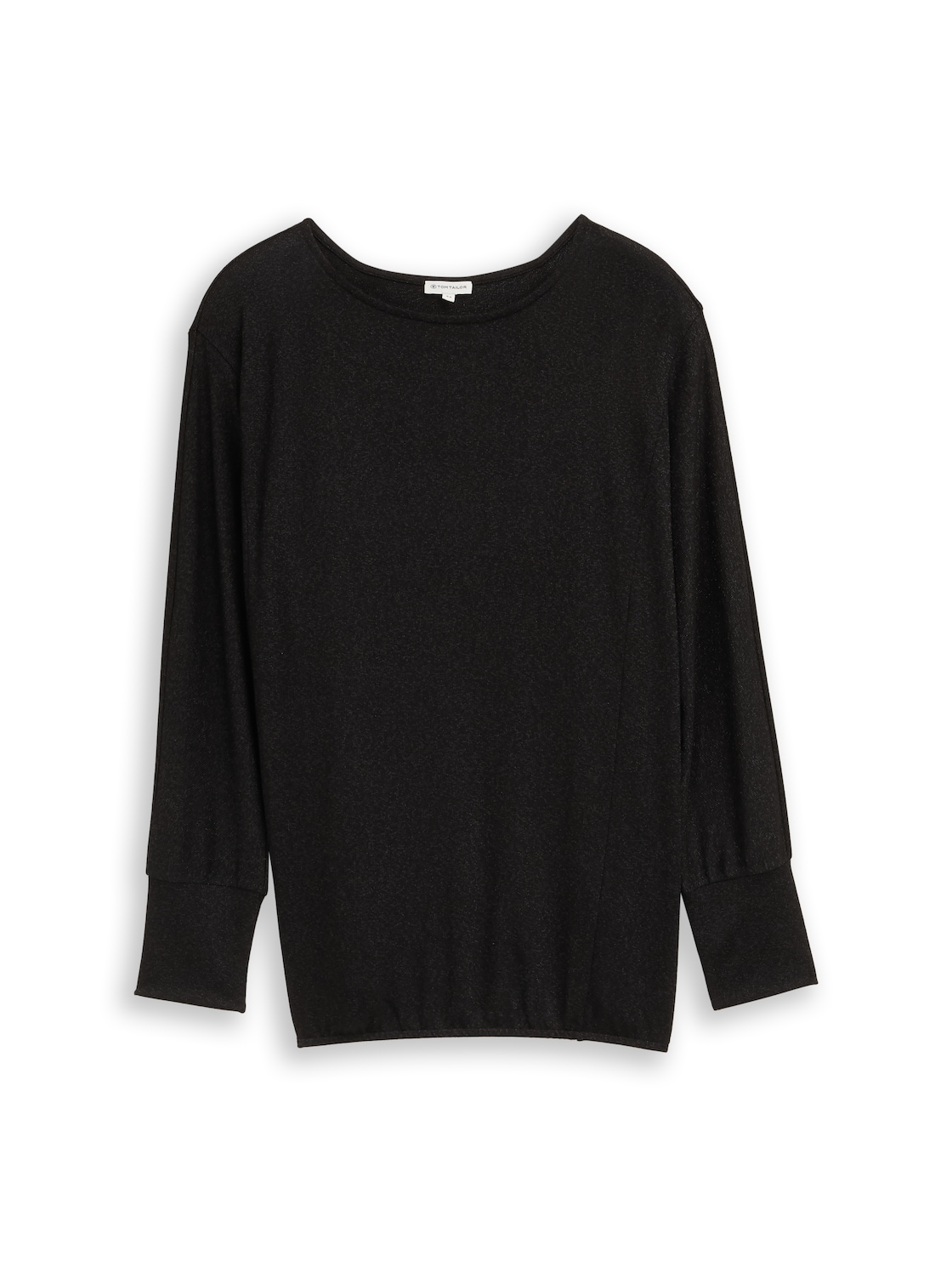 TOM TAILOR Damen Plus Size - Loose Fit Langarmshirt mit Glitzer-Effekt, schwarz, Uni, Gr. 54 von Tom Tailor