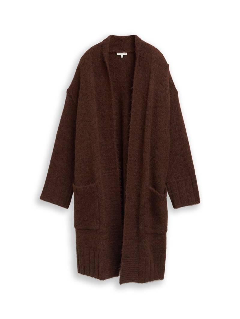 TOM TAILOR Damen Plus Size - Oversize Cardigan mit Wollanteil, braun, Meliert, Gr. 44 von Tom Tailor