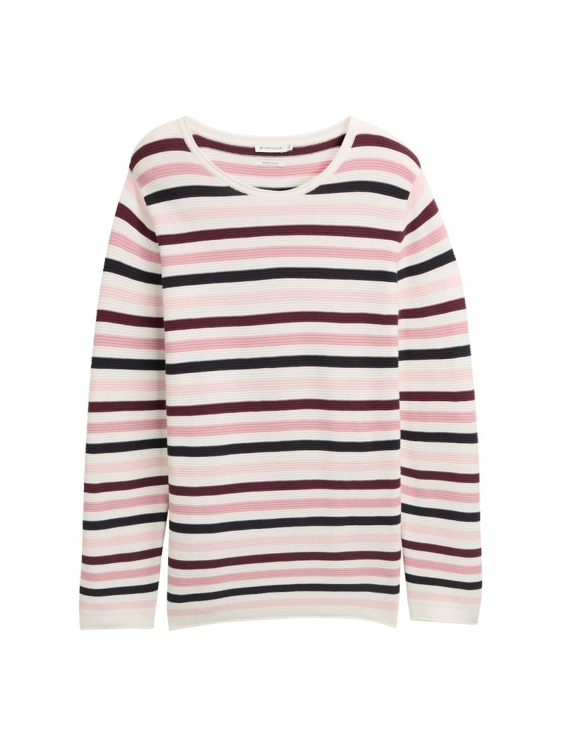 TOM TAILOR Damen Plus Size - Strickpullover aus Bio-Baumwolle, rosa, Gestreift, Gr. 54 von Tom Tailor