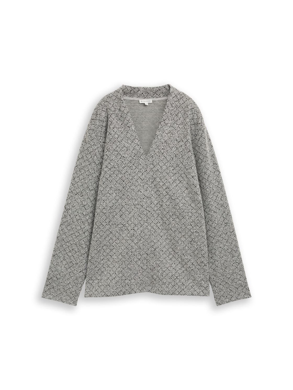 TOM TAILOR Damen Plus Size - Sweatshirt mit V-Ausschnitt, beige, Meliert, Gr. 50 von Tom Tailor